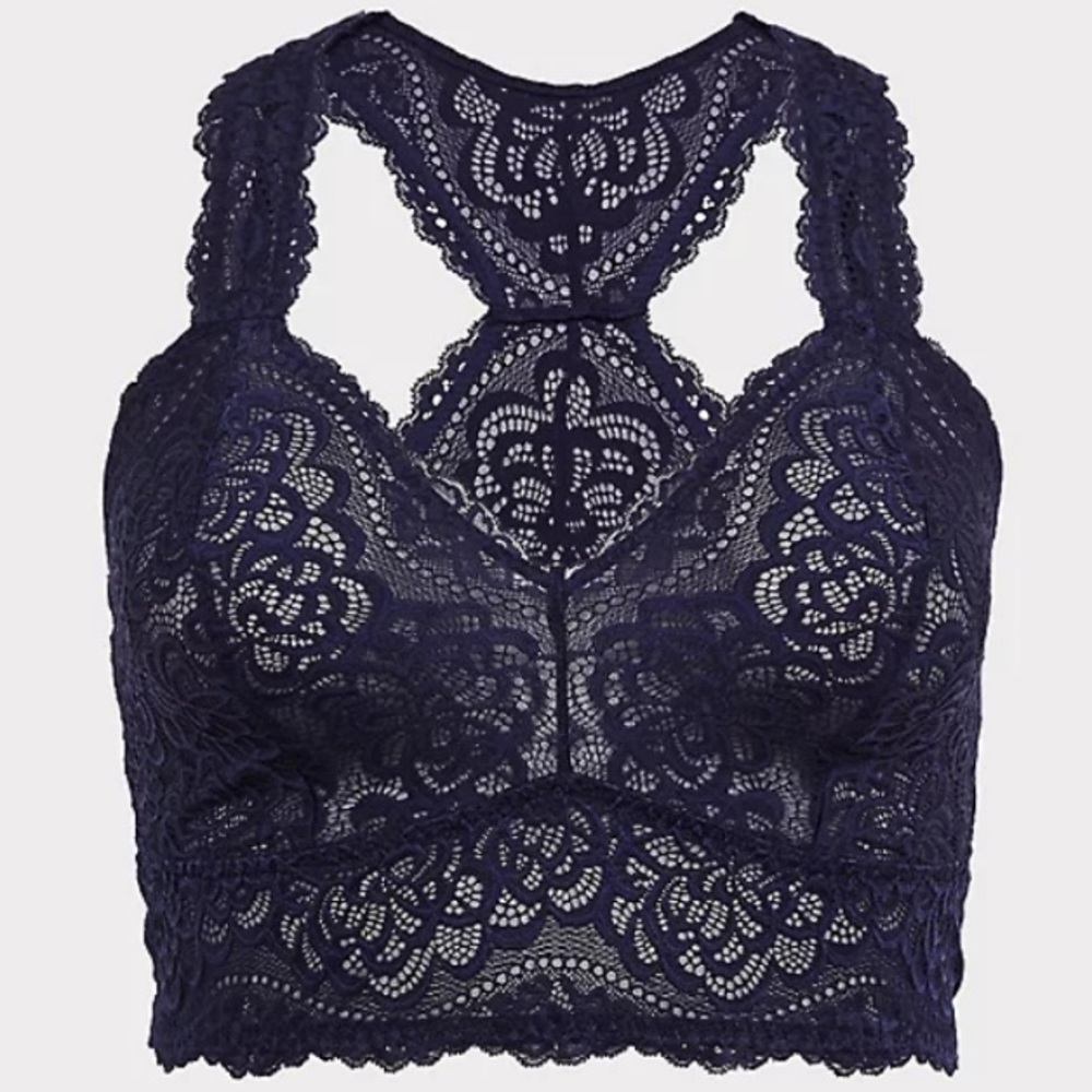 Torrid Unlined Lace Solid Racerback Bralette